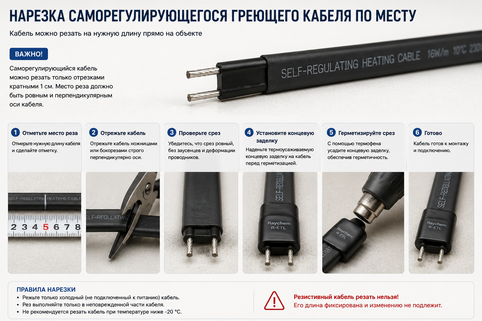 нарезка саморегулирующегося греющего кабеля нарезка саморегулирующегося греющего кабеля