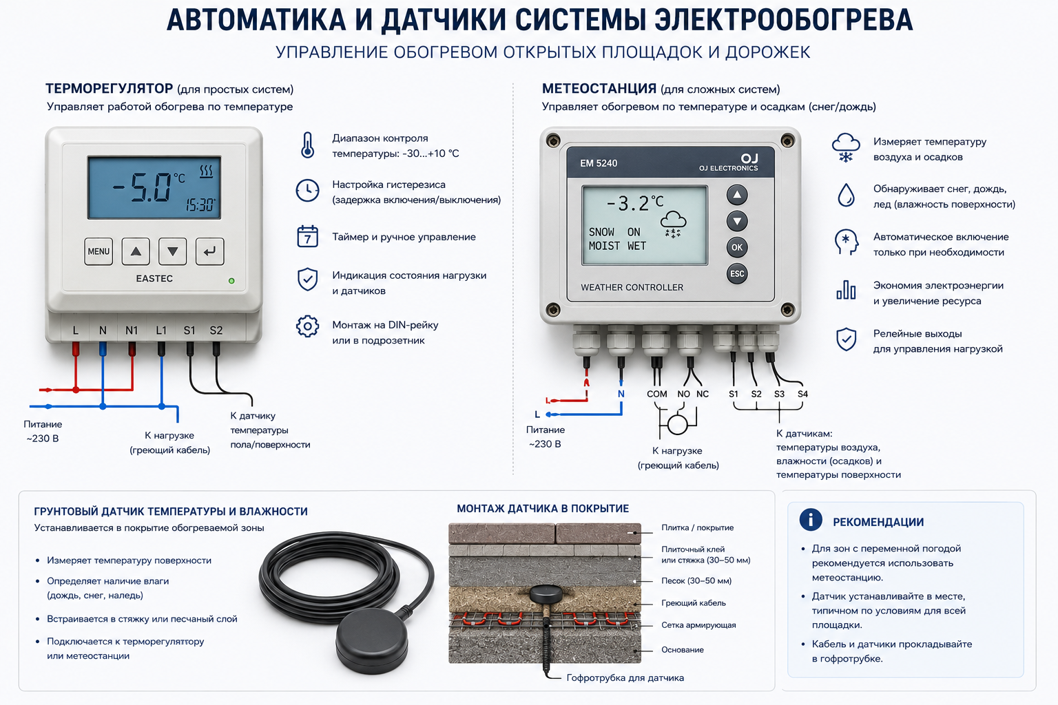 Автоматика и датчики системы антиобледенения площадок