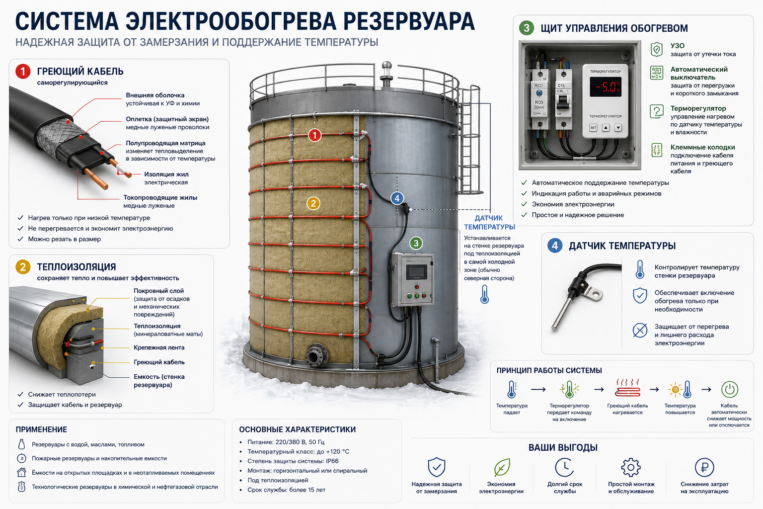 схема системы электрообогрева резервуара