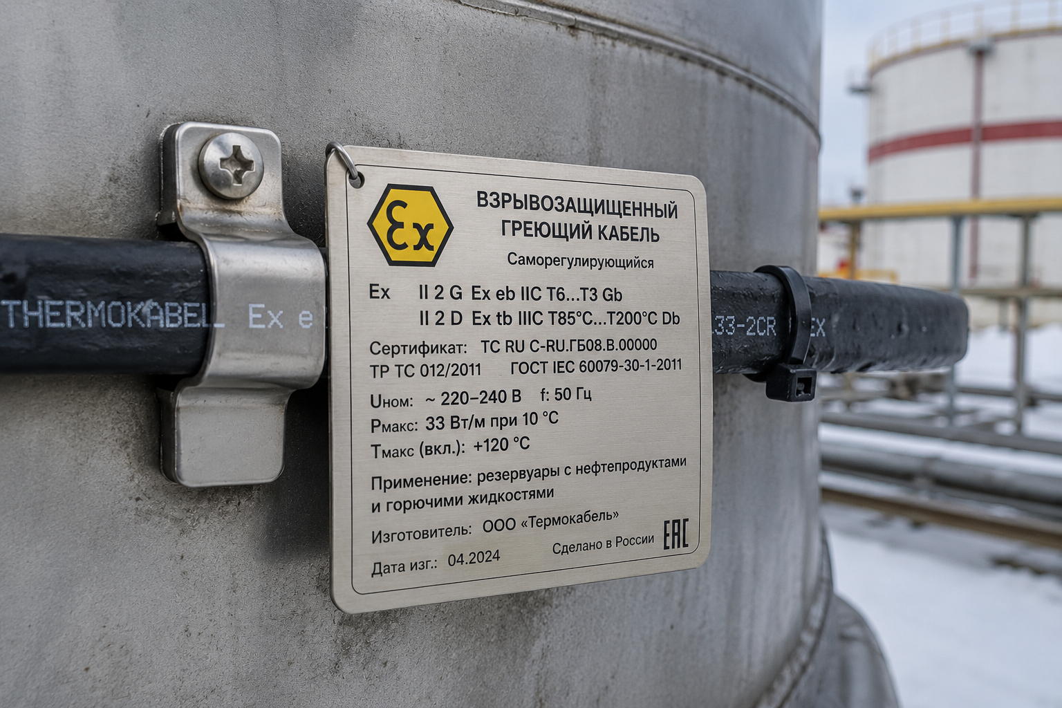 взрывозащищённый греющий кабель Ex для нефтепродуктов