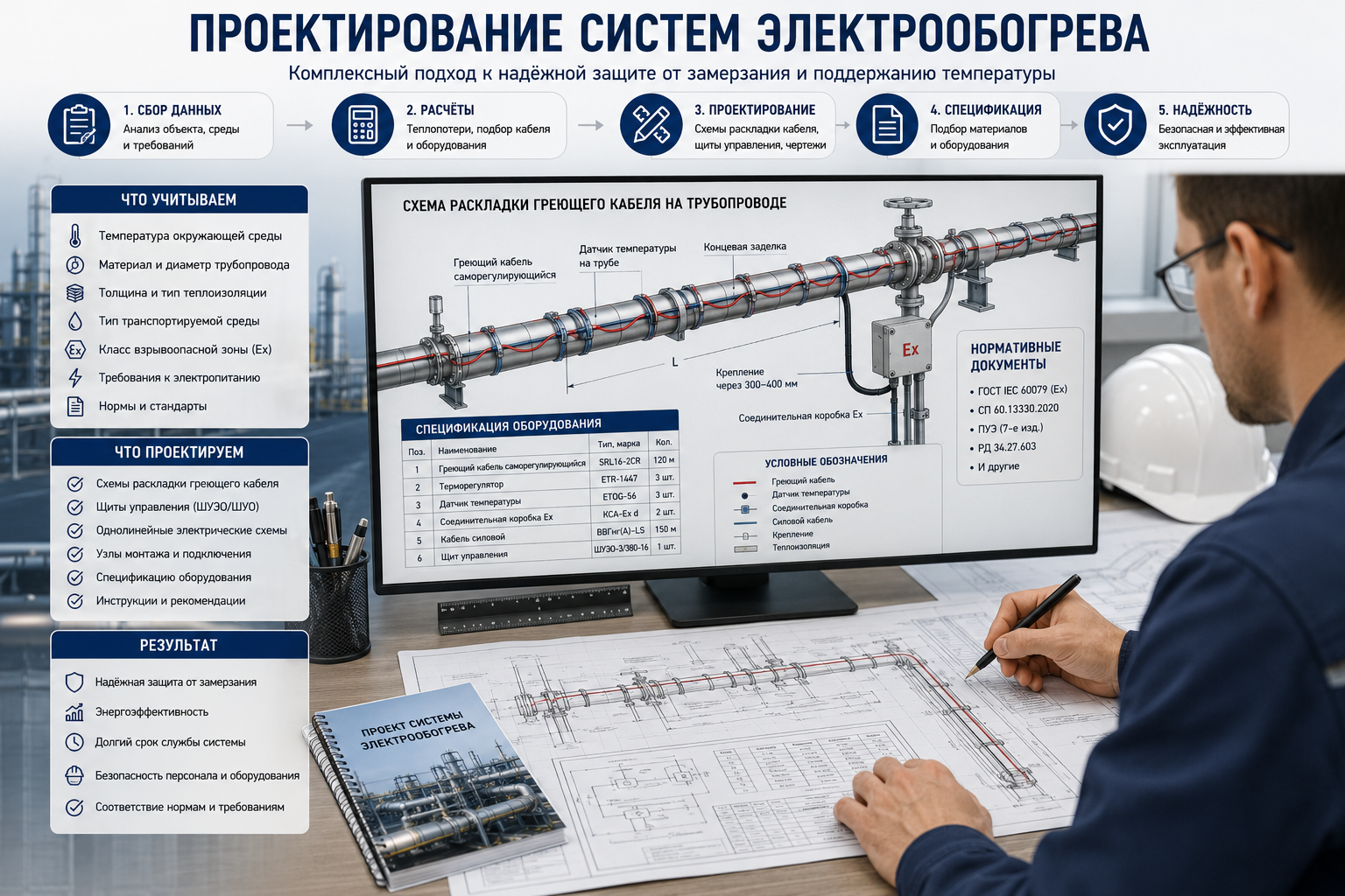 проектирование системы промышленного электрообогрева