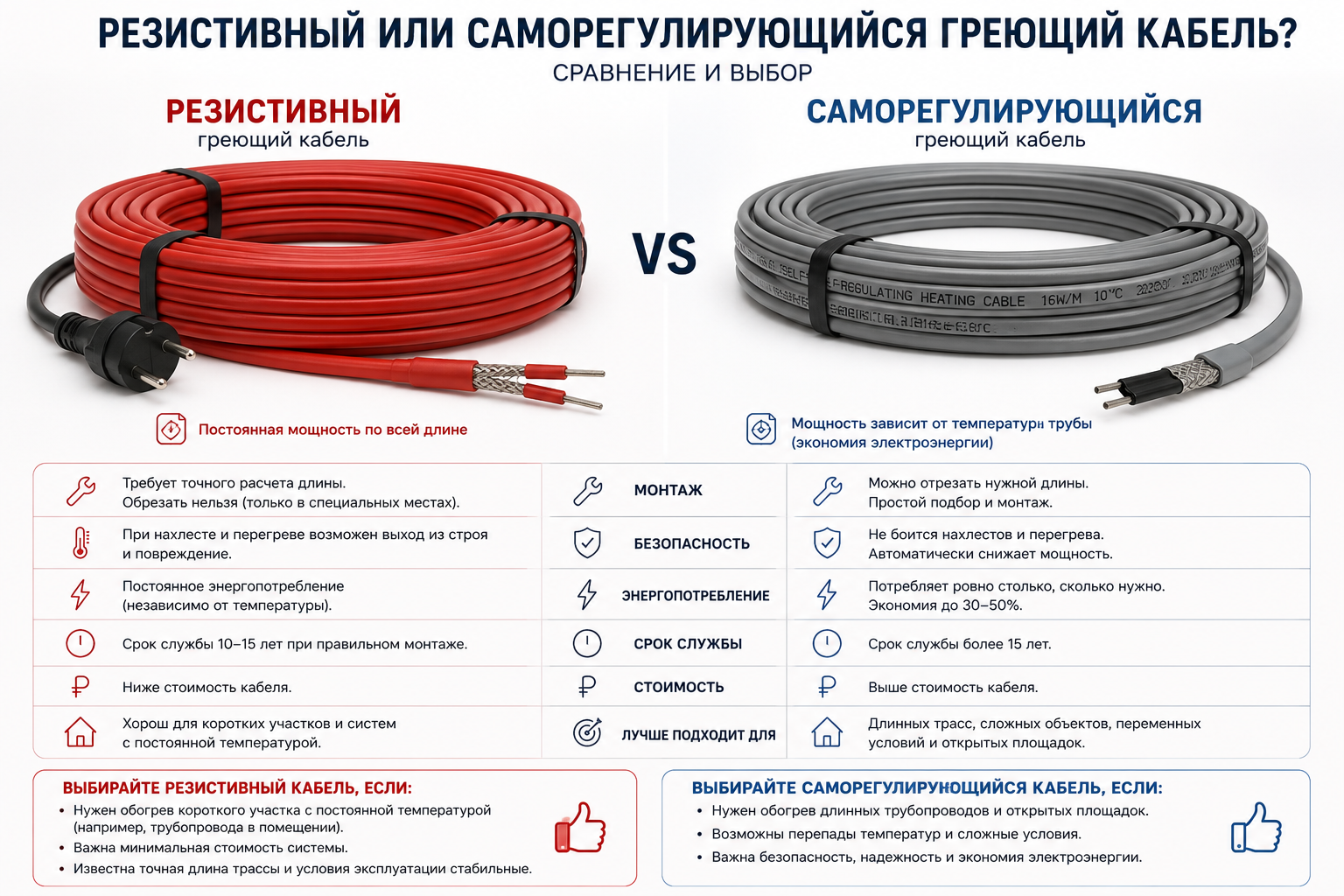 резистивный и саморегулирующийся греющий кабель сравнение резистивный и саморегулирующийся греющий кабель сравнение